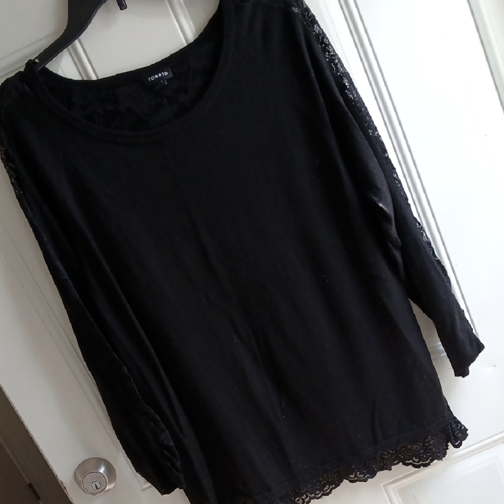 Torrid Black Lace Trim Sweater